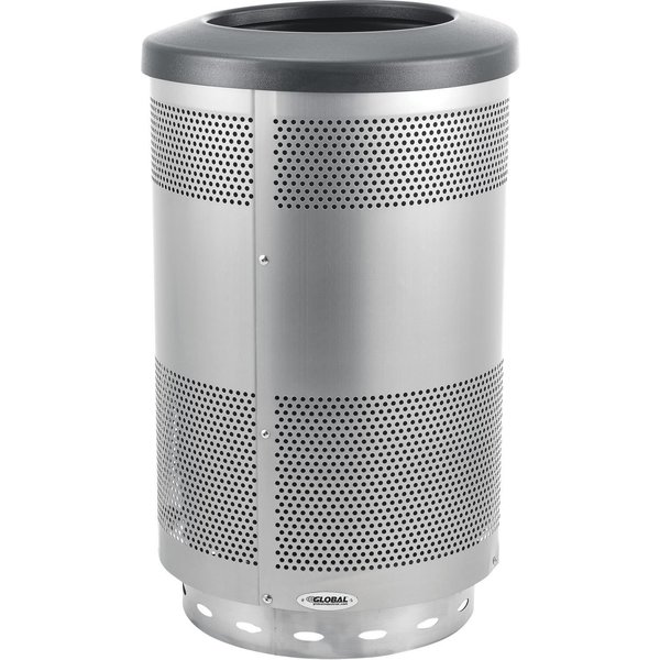 Global Industrial Round Perforated Trash Can, Silver, Steel 641313SS